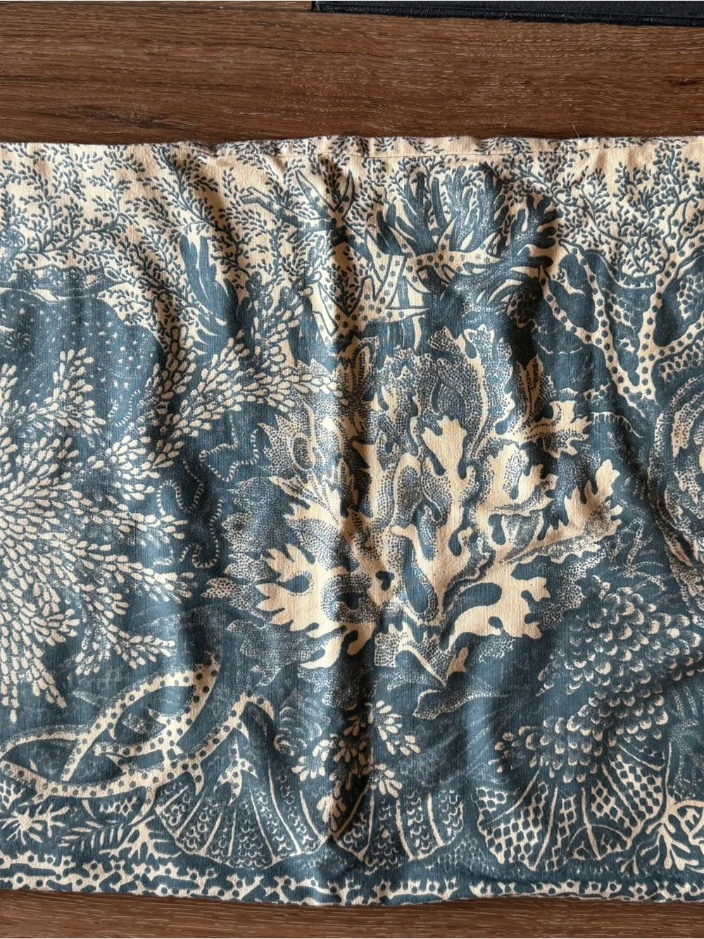 2 Pottery Barn 16x26 Blue and Tan Coral Print lumbar Accent Pillow Covers